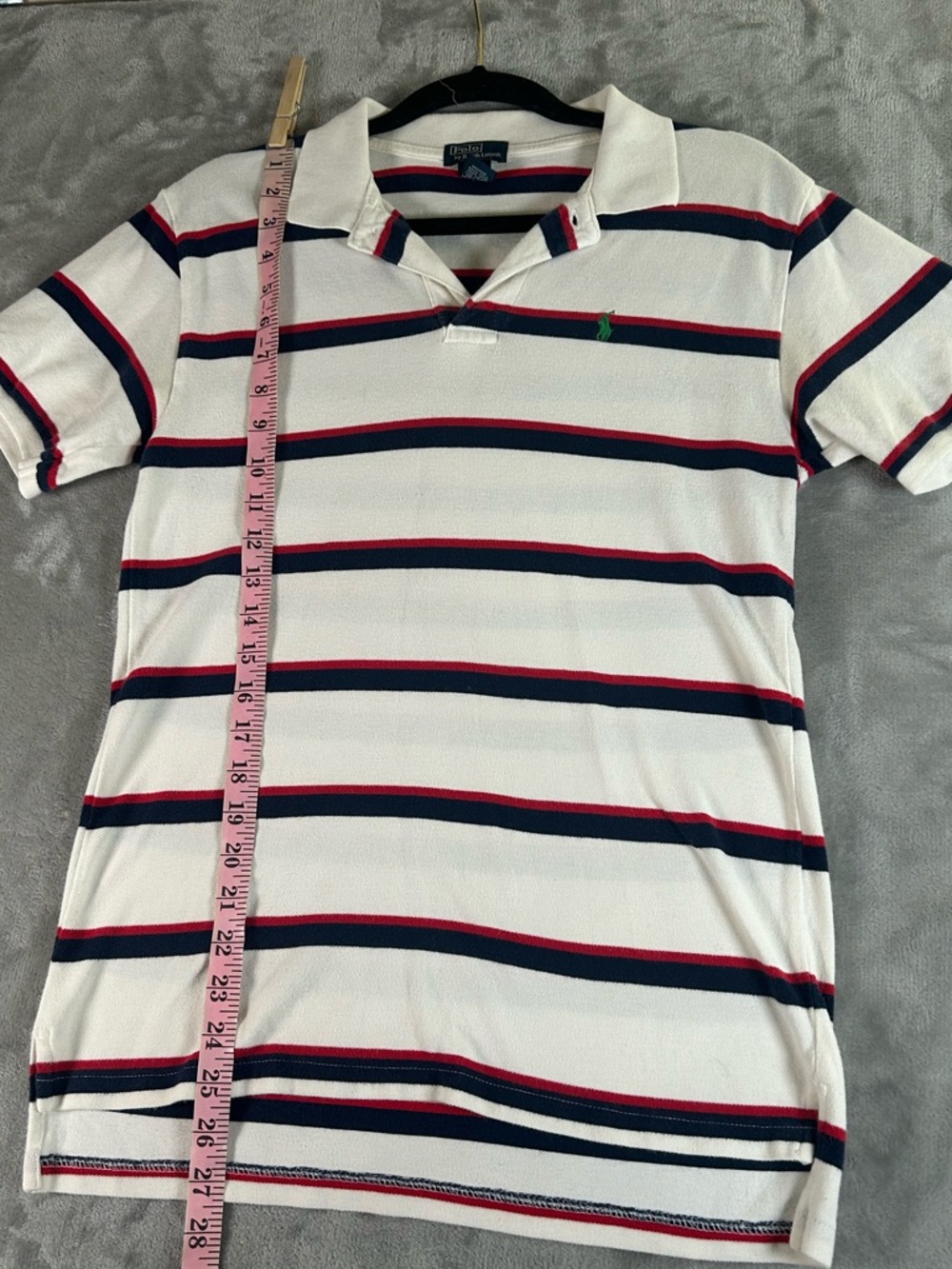 Ralph Lauren White Polo with Navy & Red Stripes - Picture 6 of 8